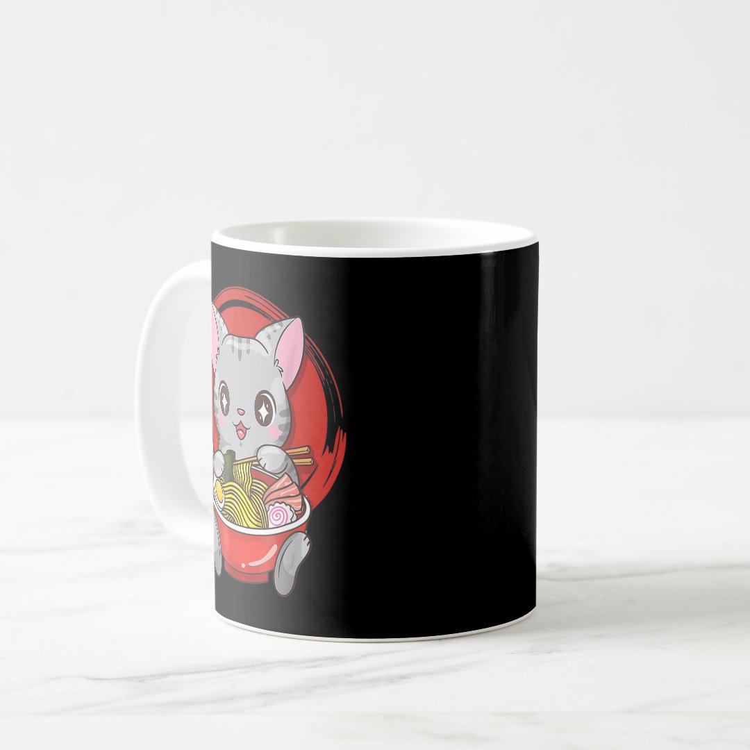 Official Teenager Ramen Cat Anime Kawaii Neko Japa Coffee Mug Anime Kupa Bardak Modern Anime Baskılı Kupa