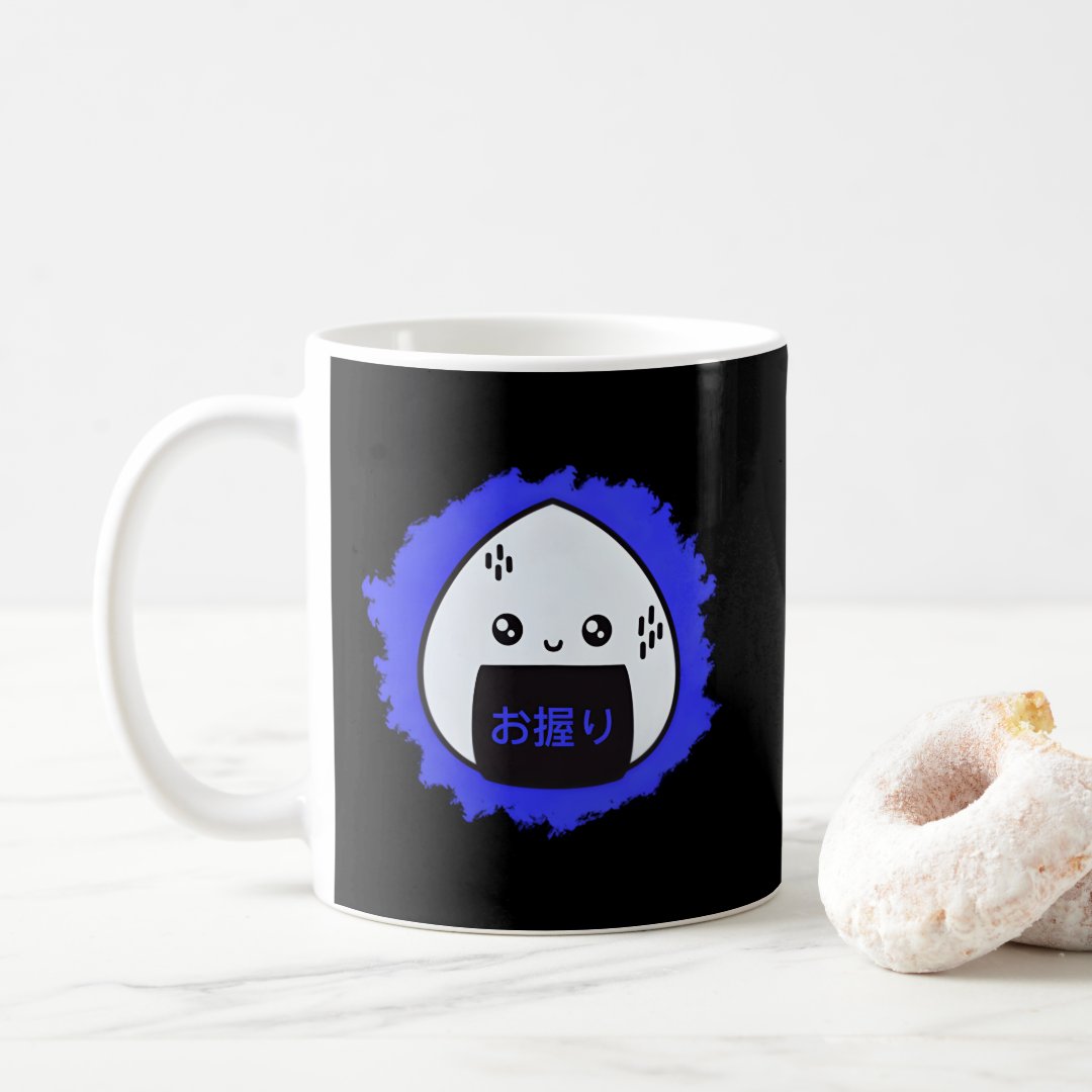Onigiri Japanese Rice Ball Kawaii Anime Aesthetic  Coffee Mug Anime Kupa Bardak Modern Anime Baskılı Kupa