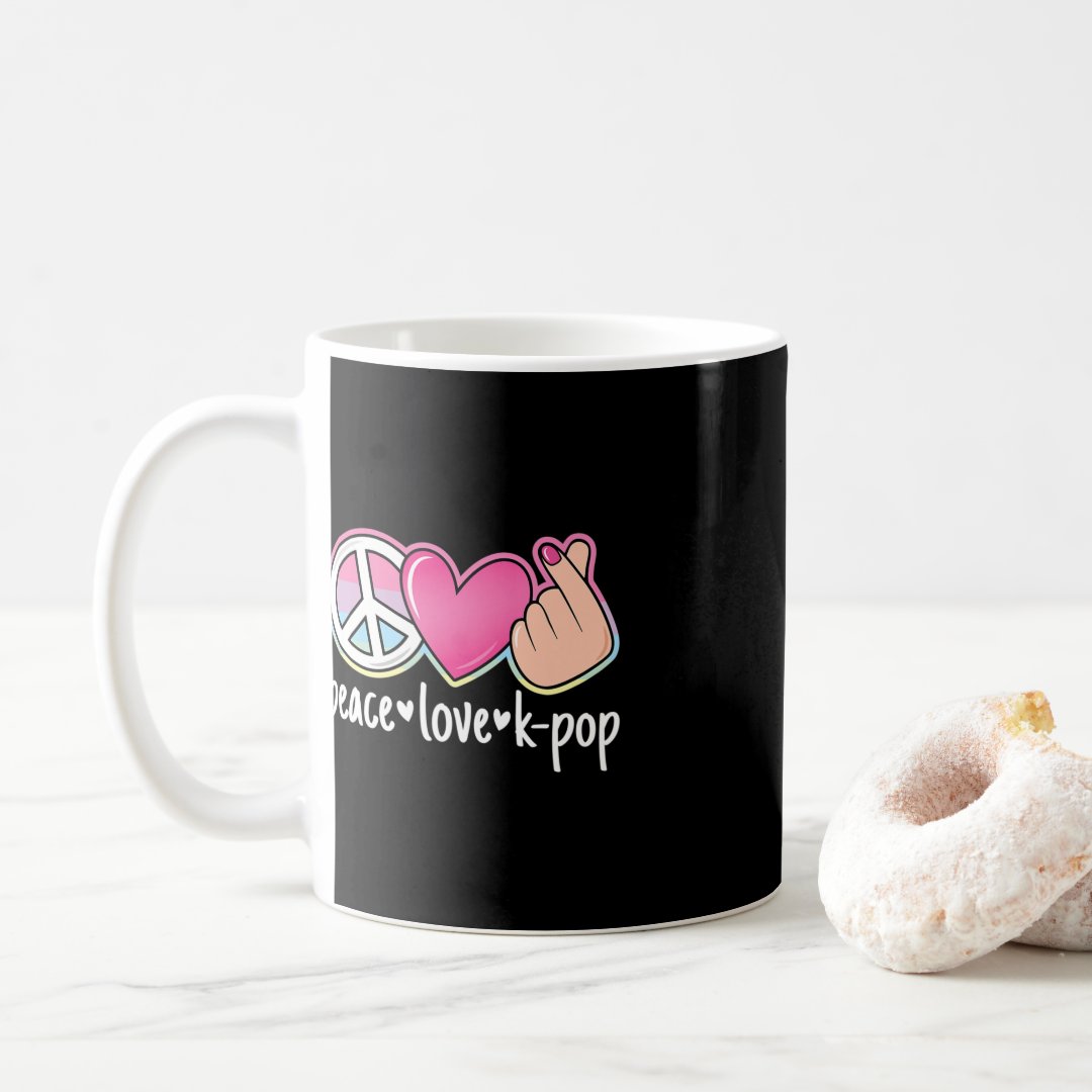 Peace Love K-Pop Cute Kpop Music Anime Lover  Coffee Mug Anime Kupa Bardak Modern Anime Baskılı Kupa