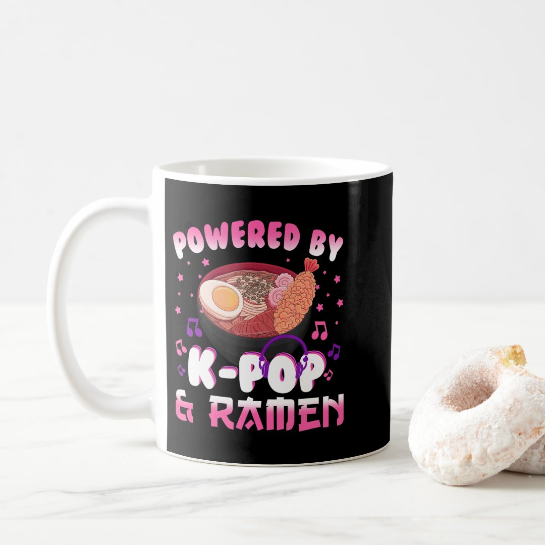 Powered by Kpop and Ramen Kpop Kawaii Anime Gift G Coffee Mug Anime Kupa Bardak Modern Anime Baskılı Kupa