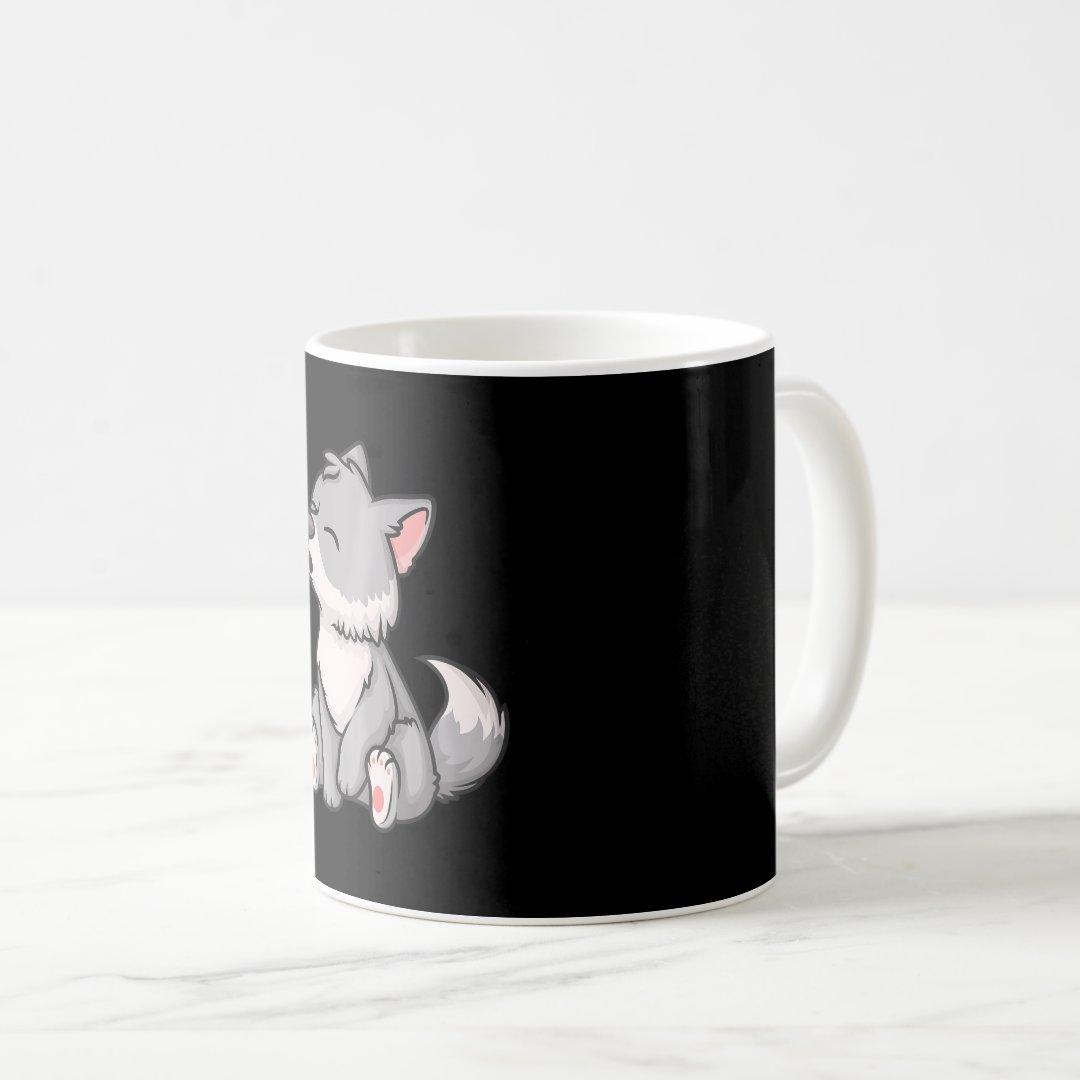 Pup Whelp Wolf Anime Chibi Kawaii Japanese Funny Coffee Mug Anime Kupa Bardak Modern Anime Baskılı Kupa