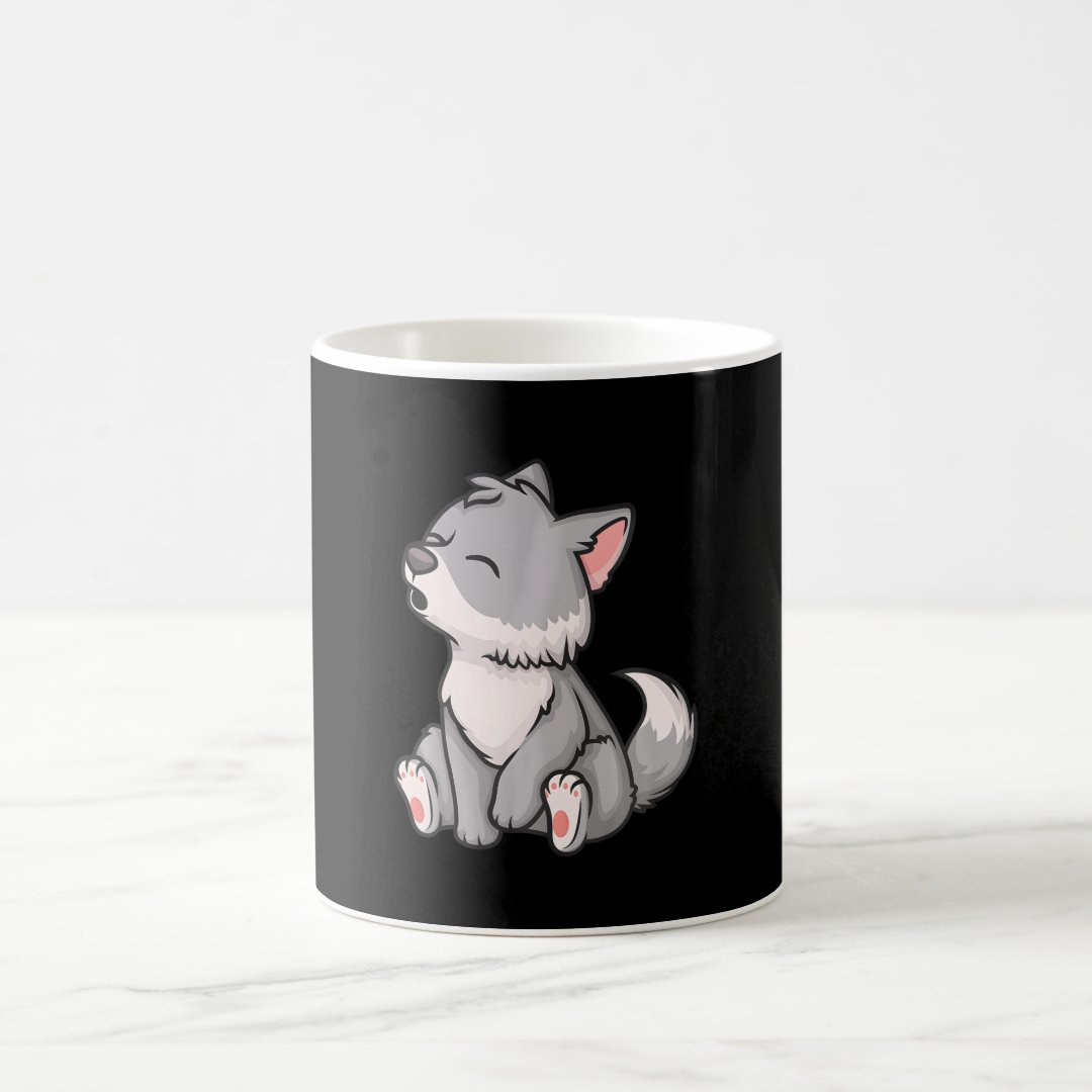 Pup Whelp Wolf Anime Chibi Kawaii Japanese Funny Coffee Mug Anime Kupa Bardak Modern Anime Baskılı Kupa