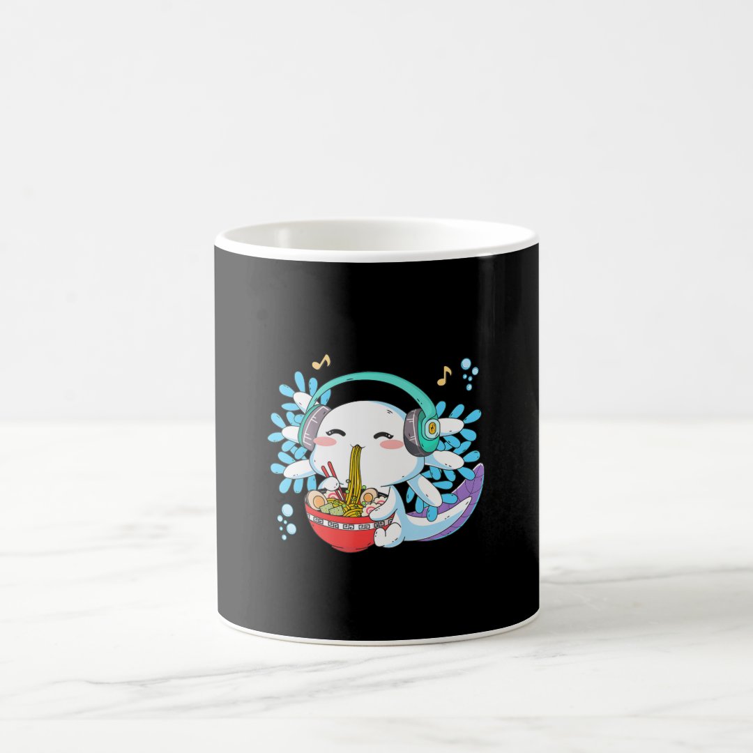 Ramen Axolotl Kawaii Anime Cute Axolotl n Girl Coffee Mug Anime Kupa Bardak Modern Anime Baskılı Kupa