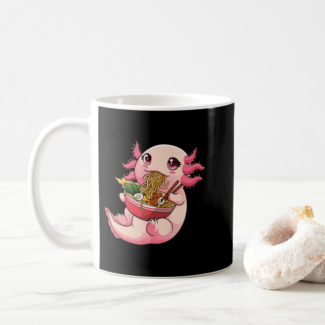 Ramen Axolotl Kawaii Anime Japanese Food Girls Tee Coffee Mug Anime Kupa Bardak Modern Anime Baskılı Kupa