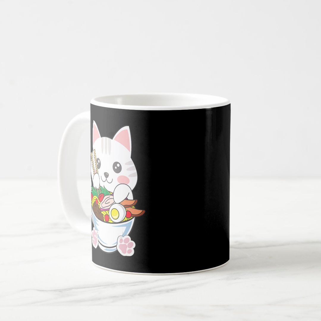 Ramen Cat Anime Bowl Kawaii Neko Japanese Food Gir Coffee Mug Anime Kupa Bardak Modern Anime Baskılı Kupa