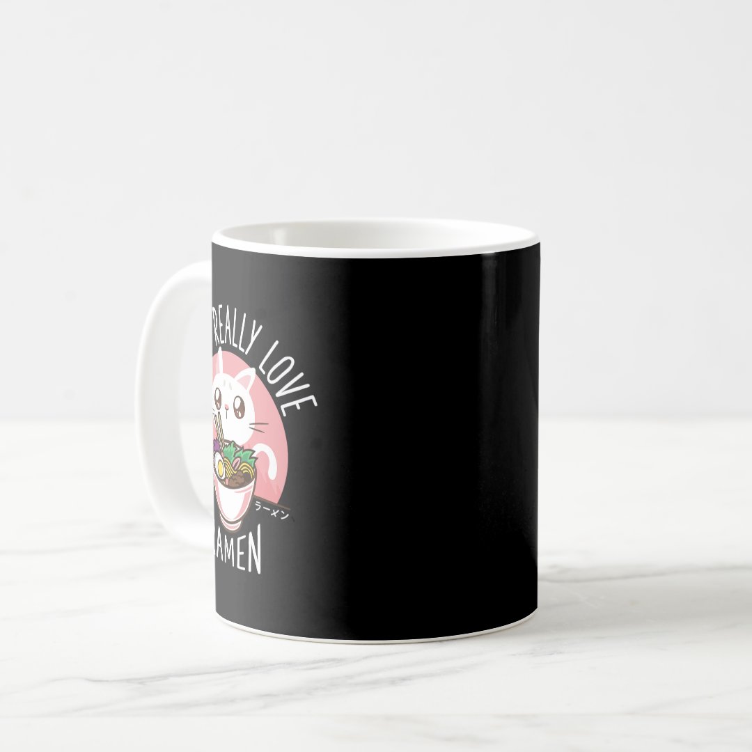 Ramen Cat Anime Shirt - Kawaii Clothes Otaku Cloth Coffee Mug Anime Kupa Bardak Modern Anime Baskılı Kupa