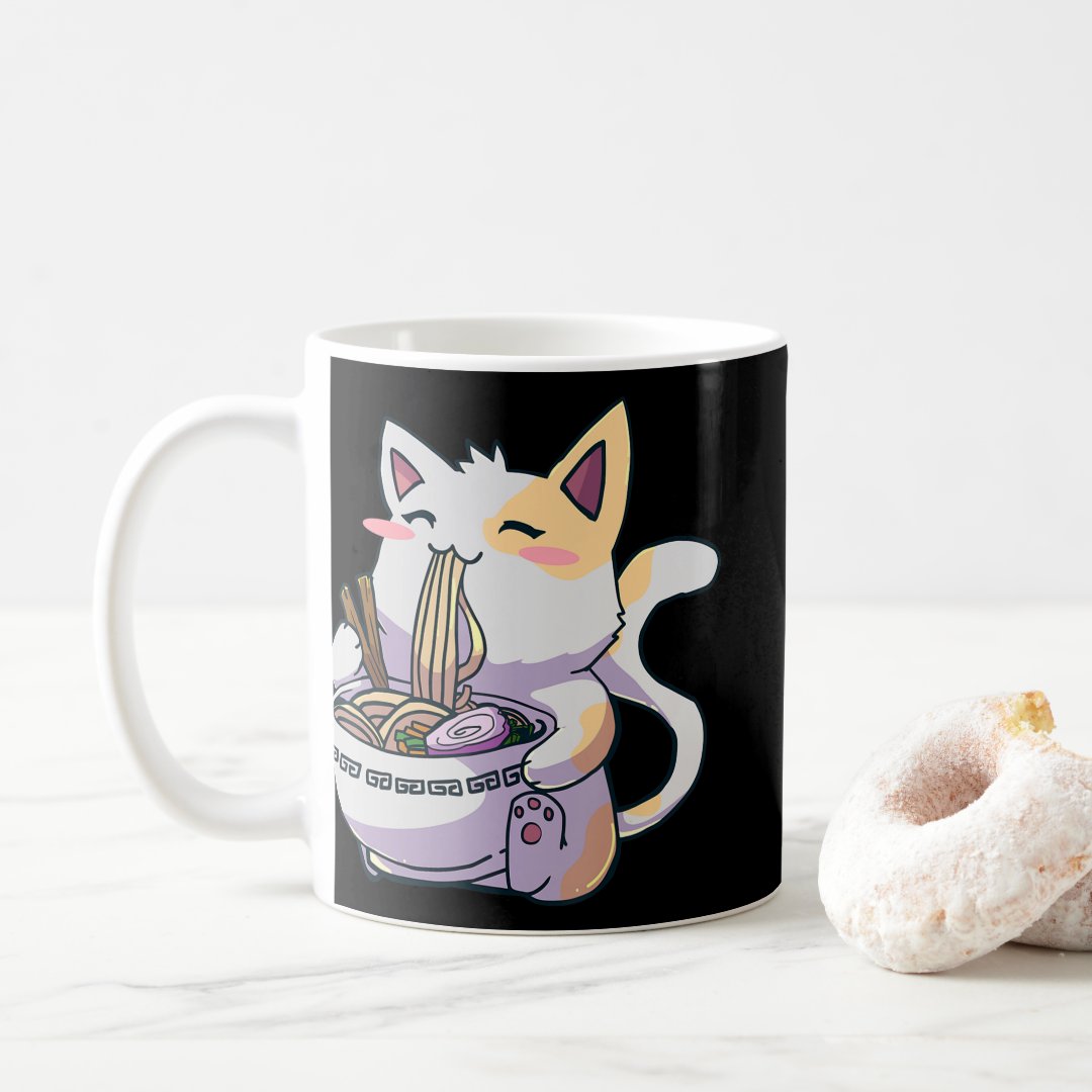 Ramen Cat Kawaii Anime Japanese Gift  Coffee Mug Anime Kupa Bardak Modern Anime Baskılı Kupa