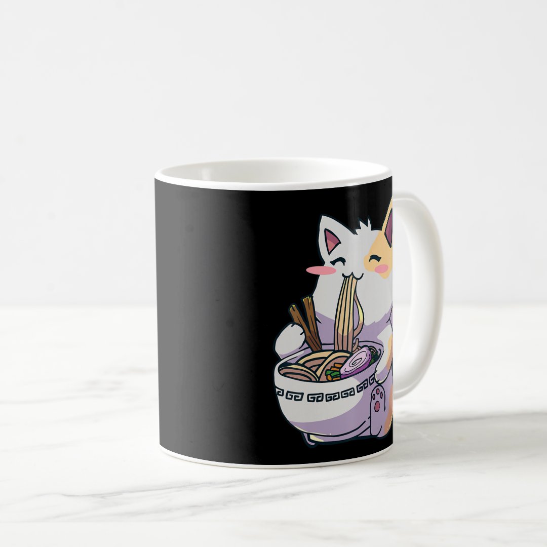 Ramen Cat Kawaii Anime Japanese Gift  Coffee Mug Anime Kupa Bardak Modern Anime Baskılı Kupa