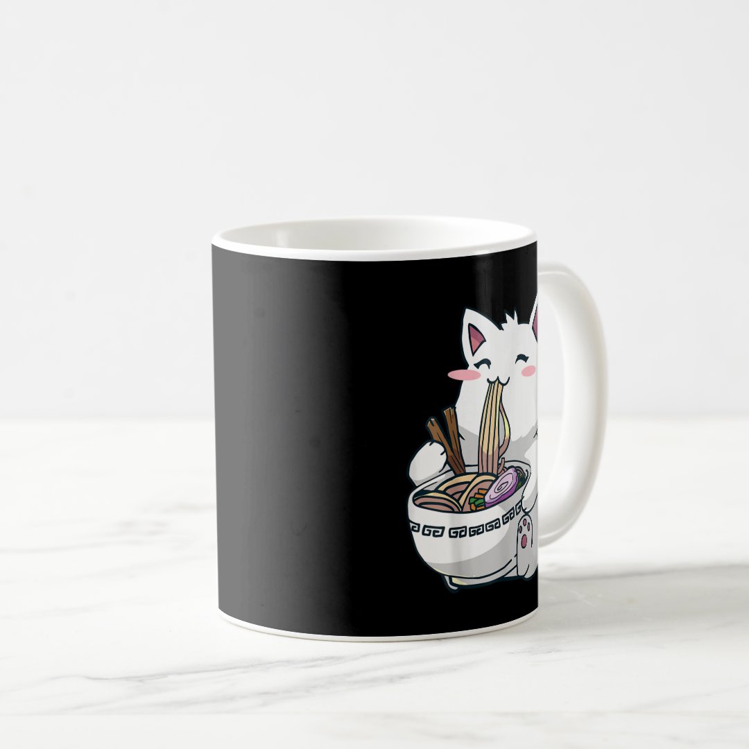 Ramen Cat Kawaii Anime Otaku T-Shirt Coffee Mug Anime Kupa Bardak Modern Anime Baskılı Kupa