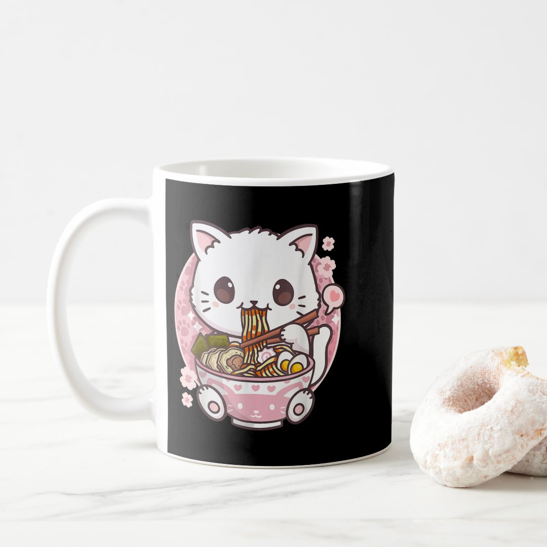 Ramen Cat Kawaii Anime Ramen Cat Cat Lovers Kawaii Coffee Mug Anime Kupa Bardak Modern Anime Baskılı Kupa