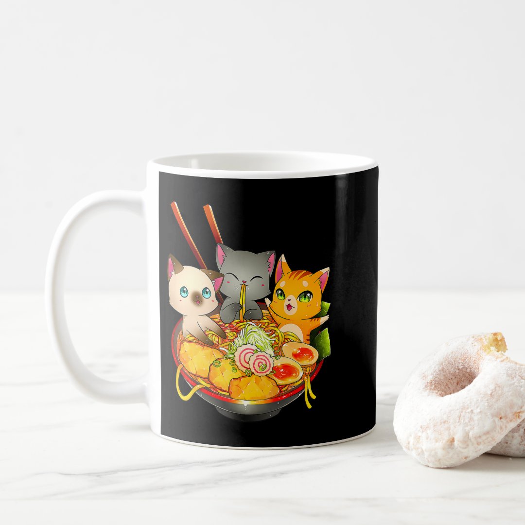 Ramen Cat Kawaii Neko Anime Otaku Cats Japanese No Coffee Mug Anime Kupa Bardak Modern Anime Baskılı Kupa