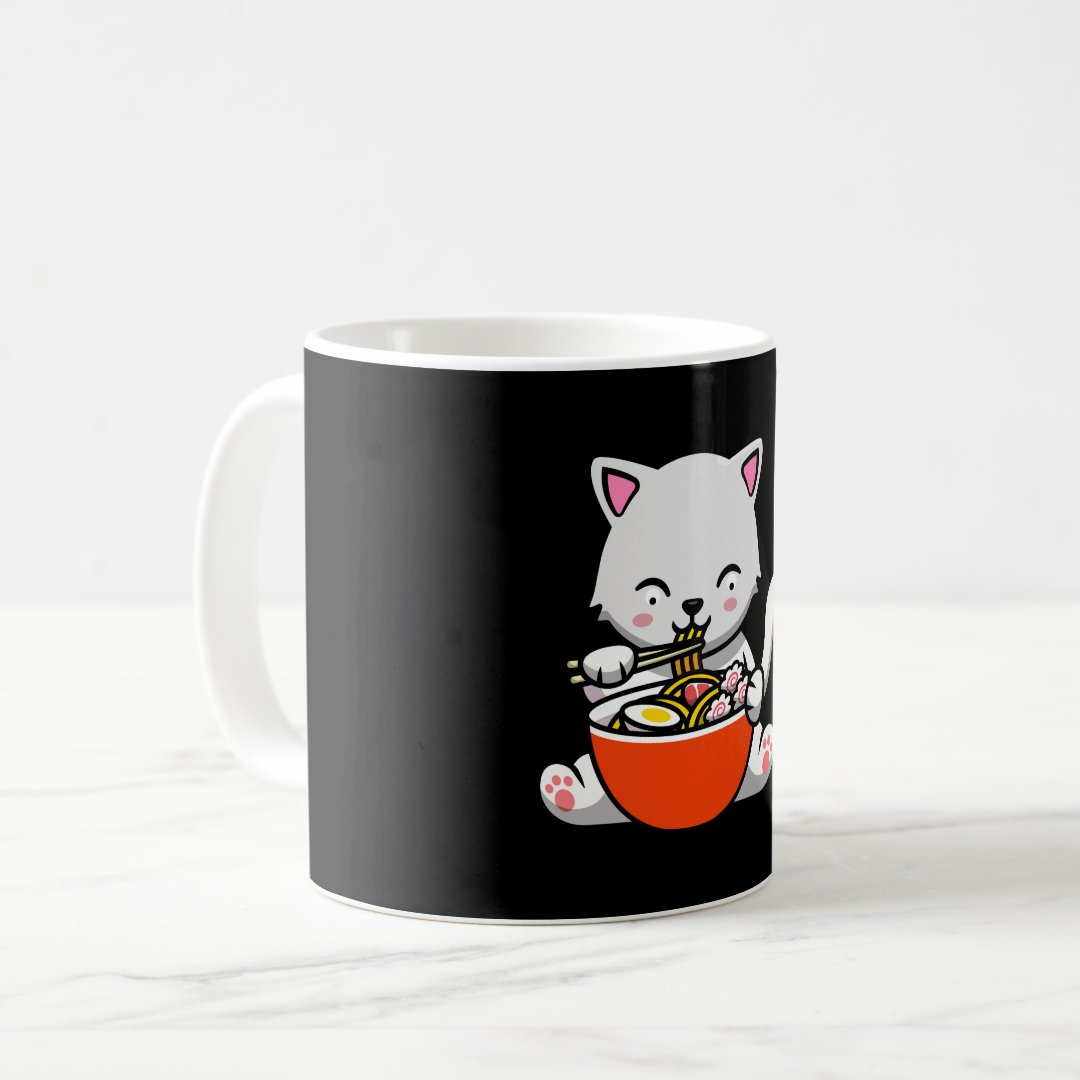 Ramen Cat Kawaii Sushi Anime Japanese Gift Coffee Mug Anime Kupa Bardak Modern Anime Baskılı Kupa