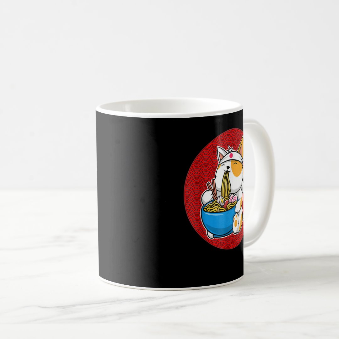 Ramen Cat Neko Anime Cat Lover Kawaii Japanese Gir Coffee Mug Anime Kupa Bardak Modern Anime Baskılı Kupa
