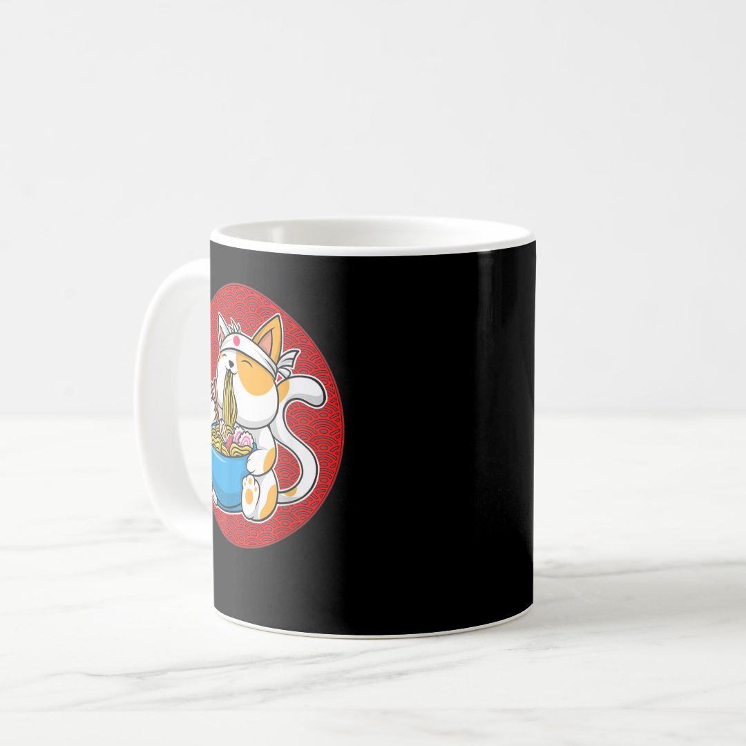 Ramen Cat Neko Anime Cat Lover Kawaii Japanese Gir Coffee Mug Anime Kupa Bardak Modern Anime Baskılı Kupa