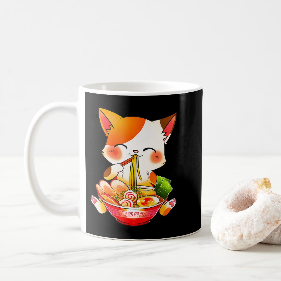 Ramen Cat Neko Anime Kawaii Japanese Food Gift Gir Coffee Mug Anime Kupa Bardak Modern Anime Baskılı Kupa