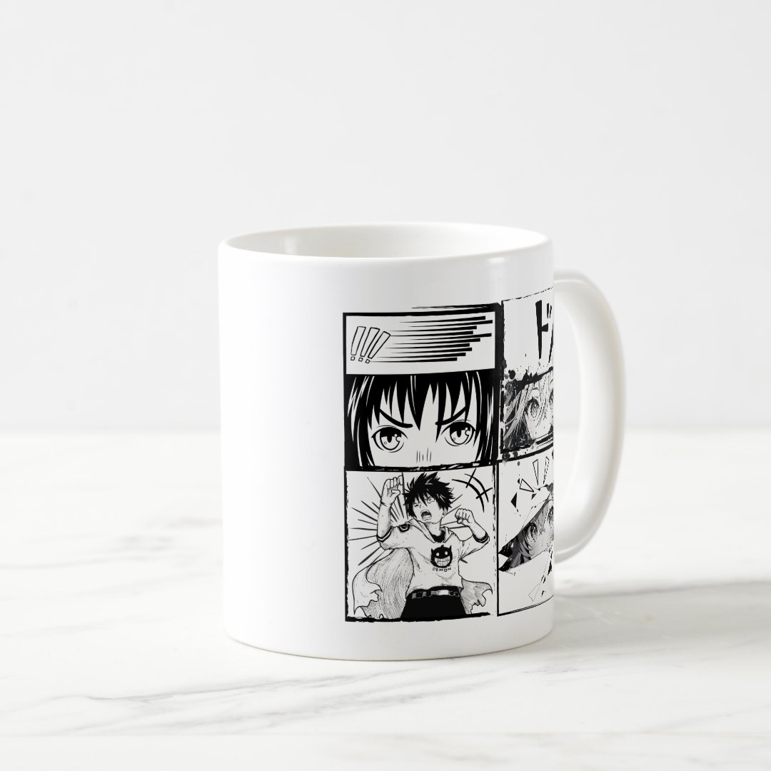 Retro Anime actions grids Coffee Mug Anime Kupa Bardak Modern Anime Baskılı Kupa