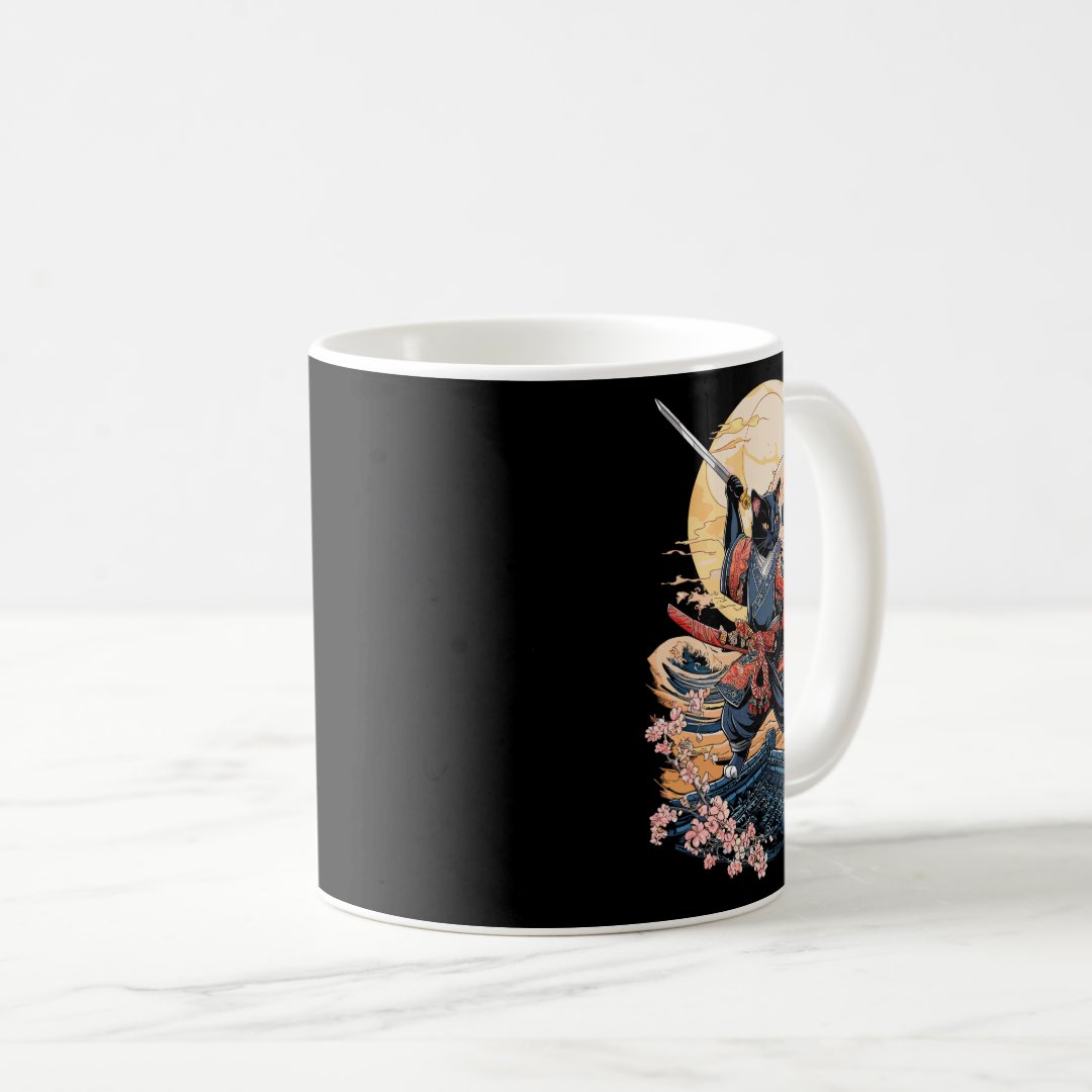 Samurai Cat Japanese Cat Anime Ninja  Coffee Mug Anime Kupa Bardak Modern Anime Baskılı Kupa