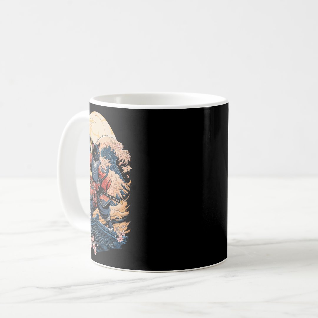 Samurai Cat Japanese Cat Anime Ninja  Coffee Mug Anime Kupa Bardak Modern Anime Baskılı Kupa