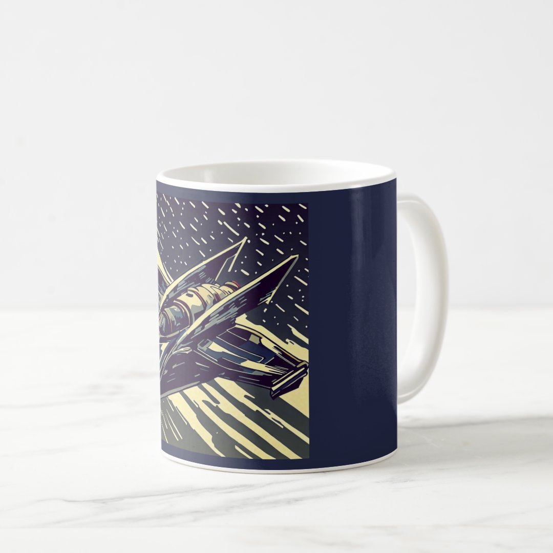 SF - Anime Starfighter Woodcut 4 Coffee Mug Anime Kupa Bardak Modern Anime Baskılı Kupa