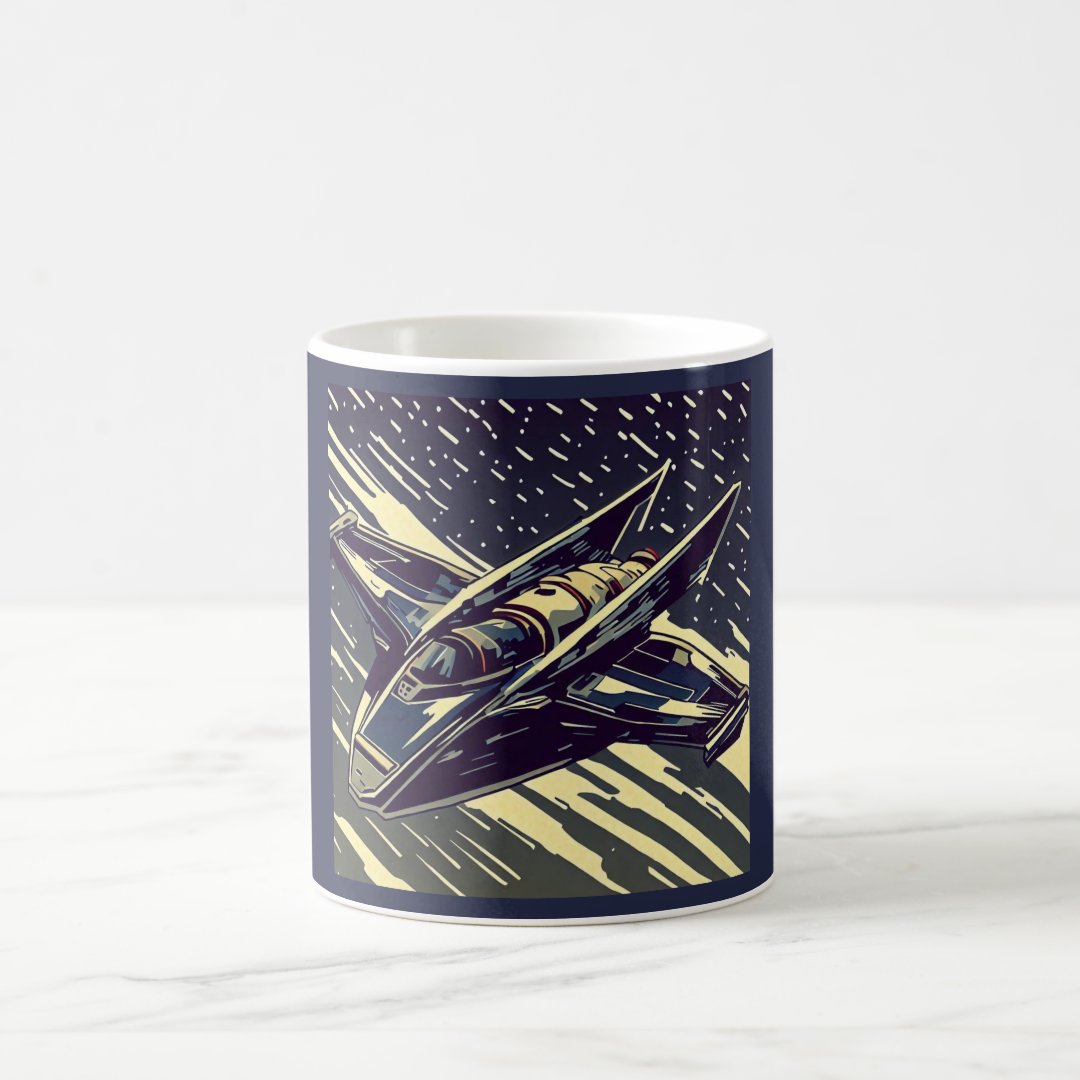 SF - Anime Starfighter Woodcut 4 Coffee Mug Anime Kupa Bardak Modern Anime Baskılı Kupa
