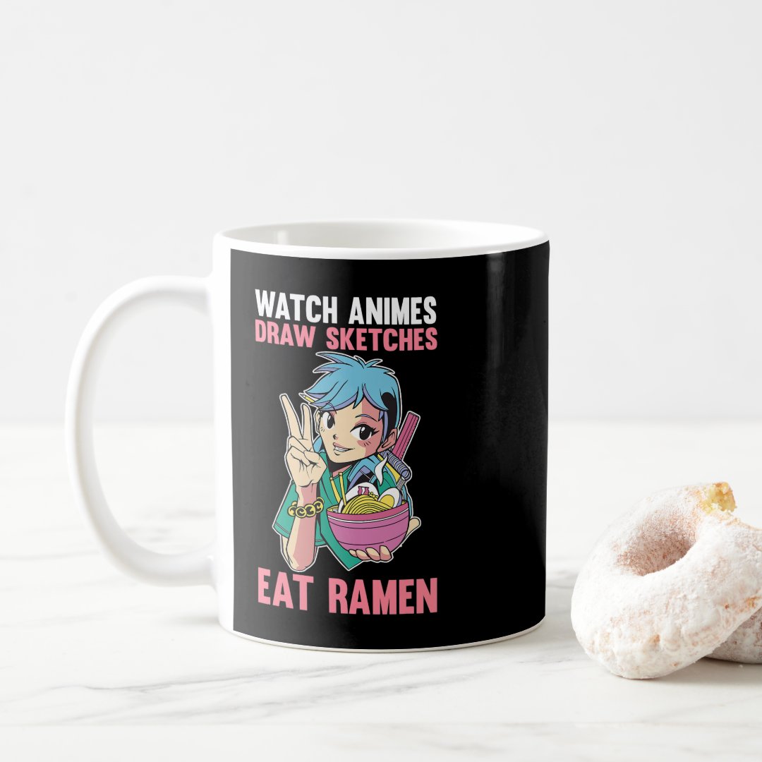 Sketching Anime Ramen 1 Coffee Mug Anime Kupa Bardak Modern Anime Baskılı Kupa
