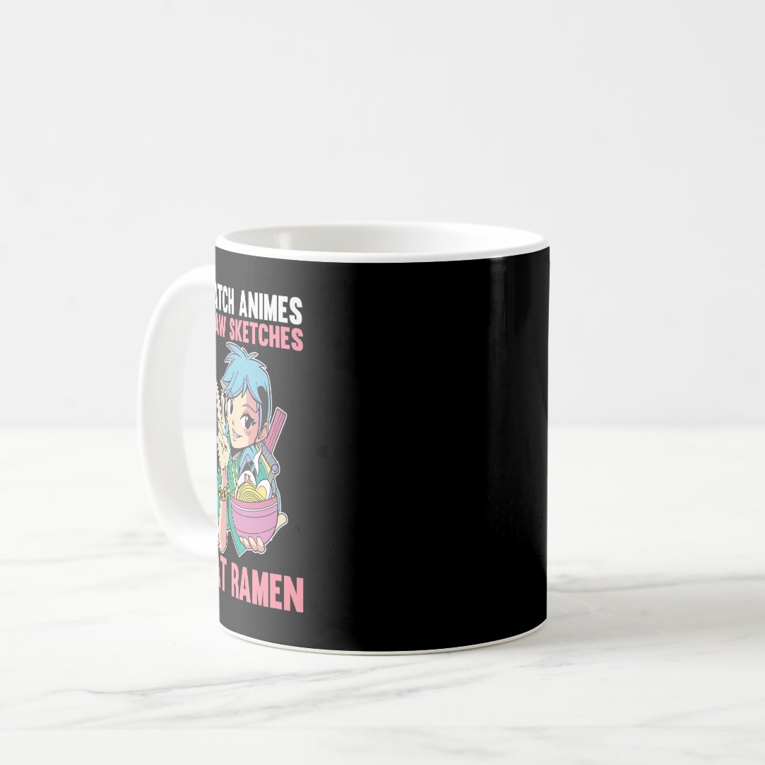 Sketching Anime Ramen 1 Coffee Mug Anime Kupa Bardak Modern Anime Baskılı Kupa