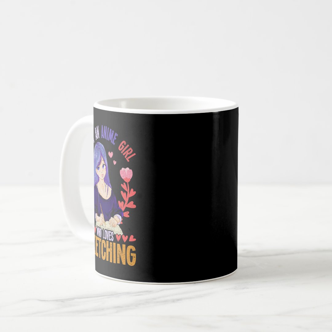 Sketching Lover Anime Girl Manga Otaku Women Flora Coffee Mug Anime Kupa Bardak Modern Anime Baskılı Kupa