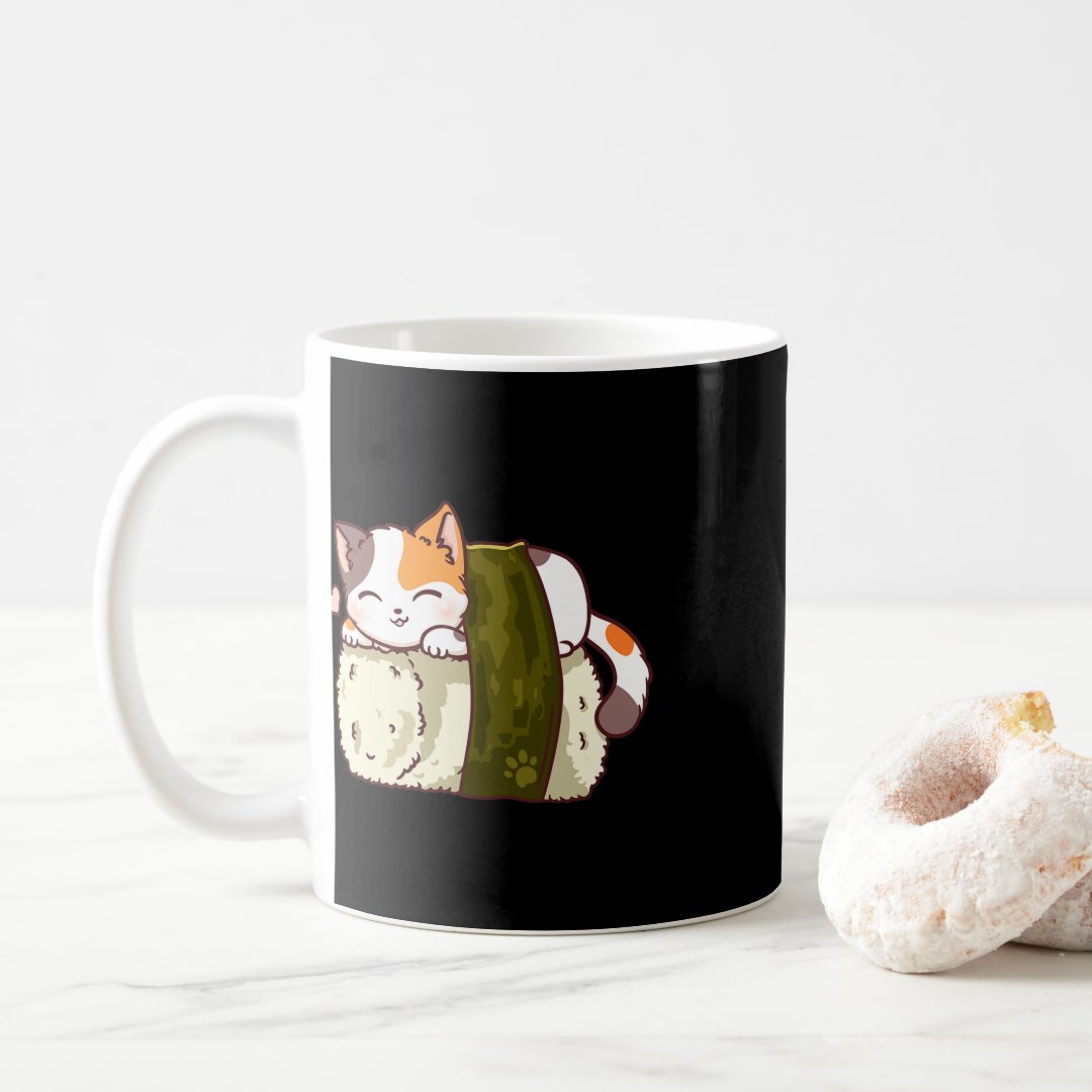 Sushi Cat Kawaii Anime Neko Japanese  Coffee Mug Anime Kupa Bardak Modern Anime Baskılı Kupa