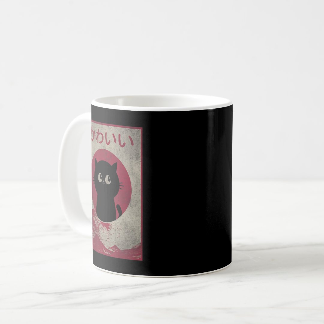 Vintage Kawaii Cat Japanese Black Anime Gift Girls Coffee Mug Anime Kupa Bardak Modern Anime Baskılı Kupa