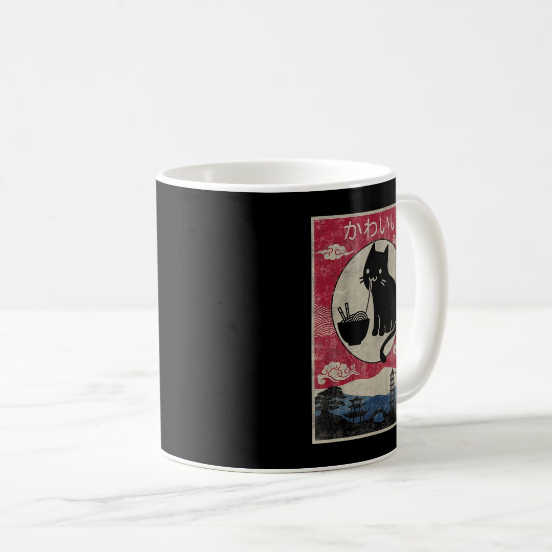 Vintage Kawaii Cat Ramen Anime Japanese Kids Girls Coffee Mug Anime Kupa Bardak Modern Anime Baskılı Kupa