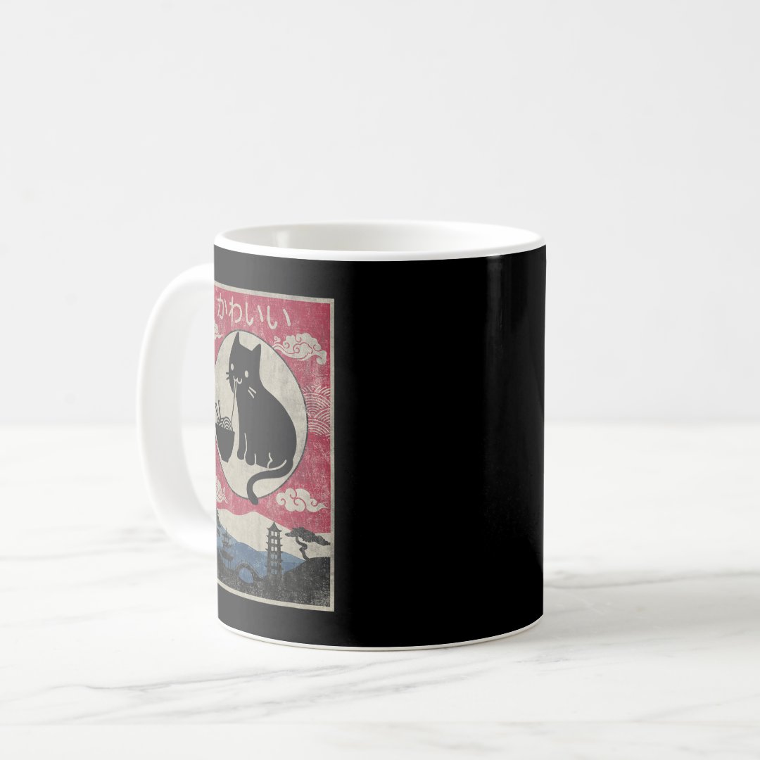 Vintage Kawaii Cat Ramen Anime Japanese Kids Girls Coffee Mug Anime Kupa Bardak Modern Anime Baskılı Kupa