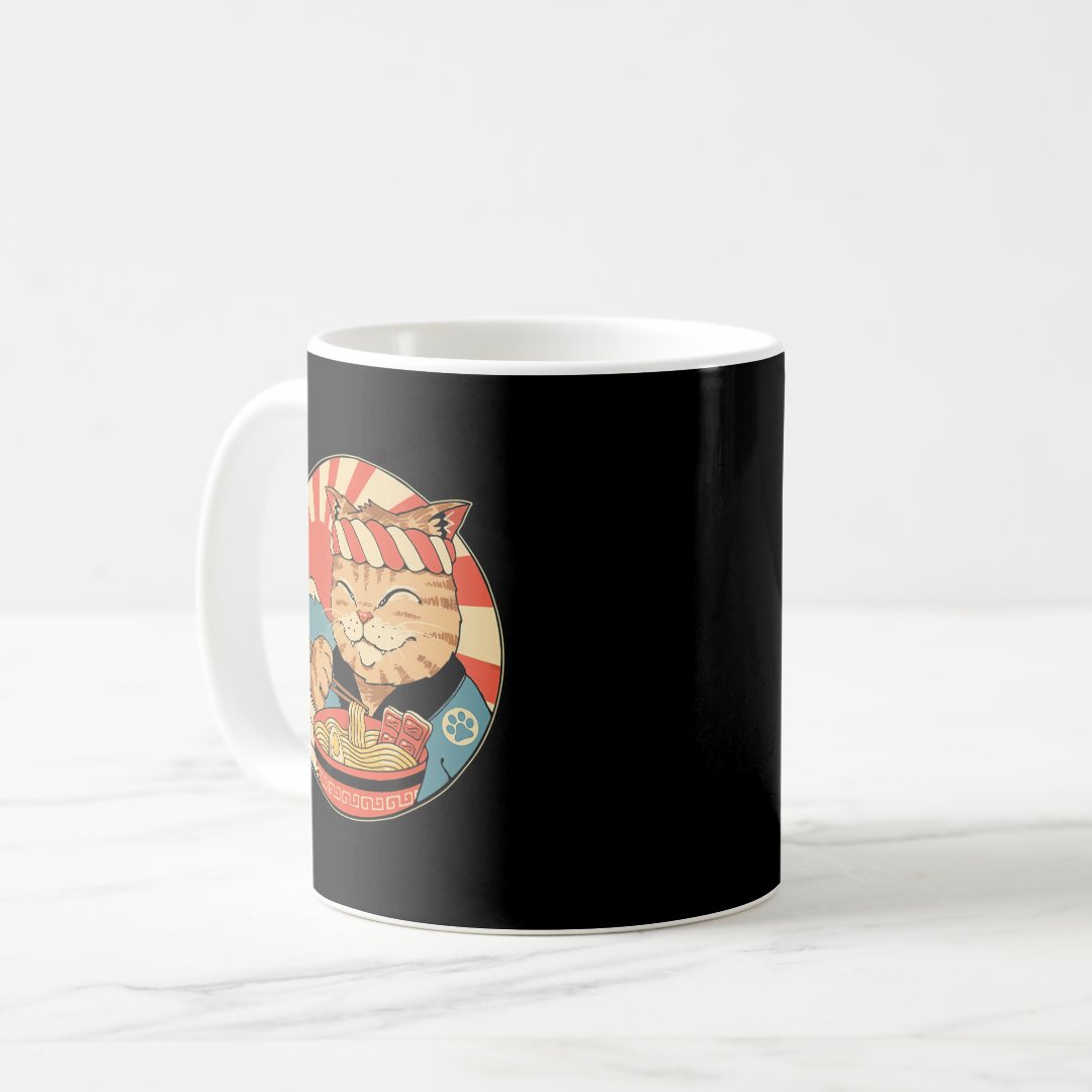 Vintage Kawaii Ramen Cat Neko Anime Japanese Noodl Coffee Mug Anime Kupa Bardak Modern Anime Baskılı Kupa