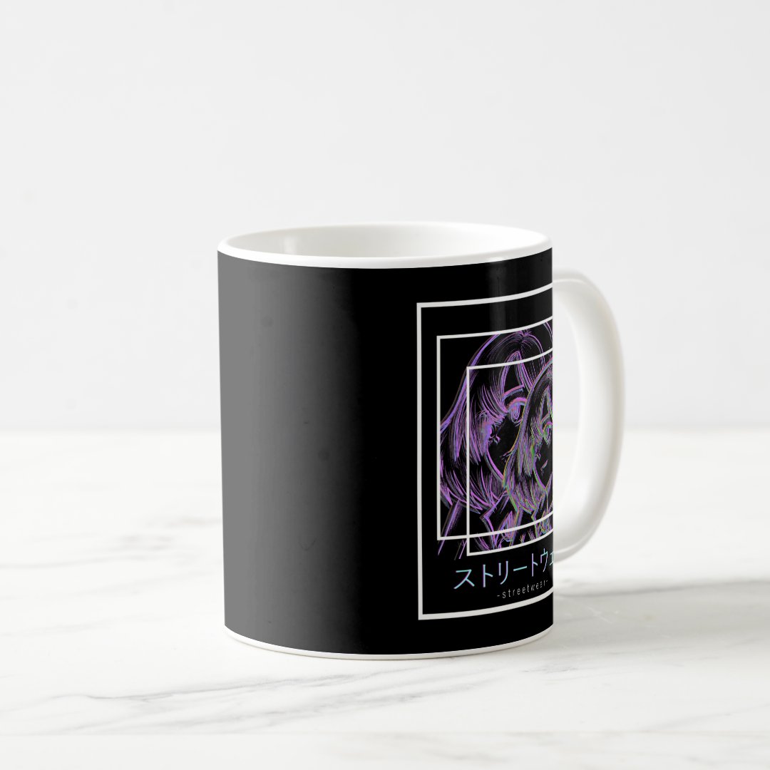 Waifu Anime Japanese Girl Manga Vaporwave Glitch G Coffee Mug Anime Kupa Bardak Modern Anime Baskılı Kupa