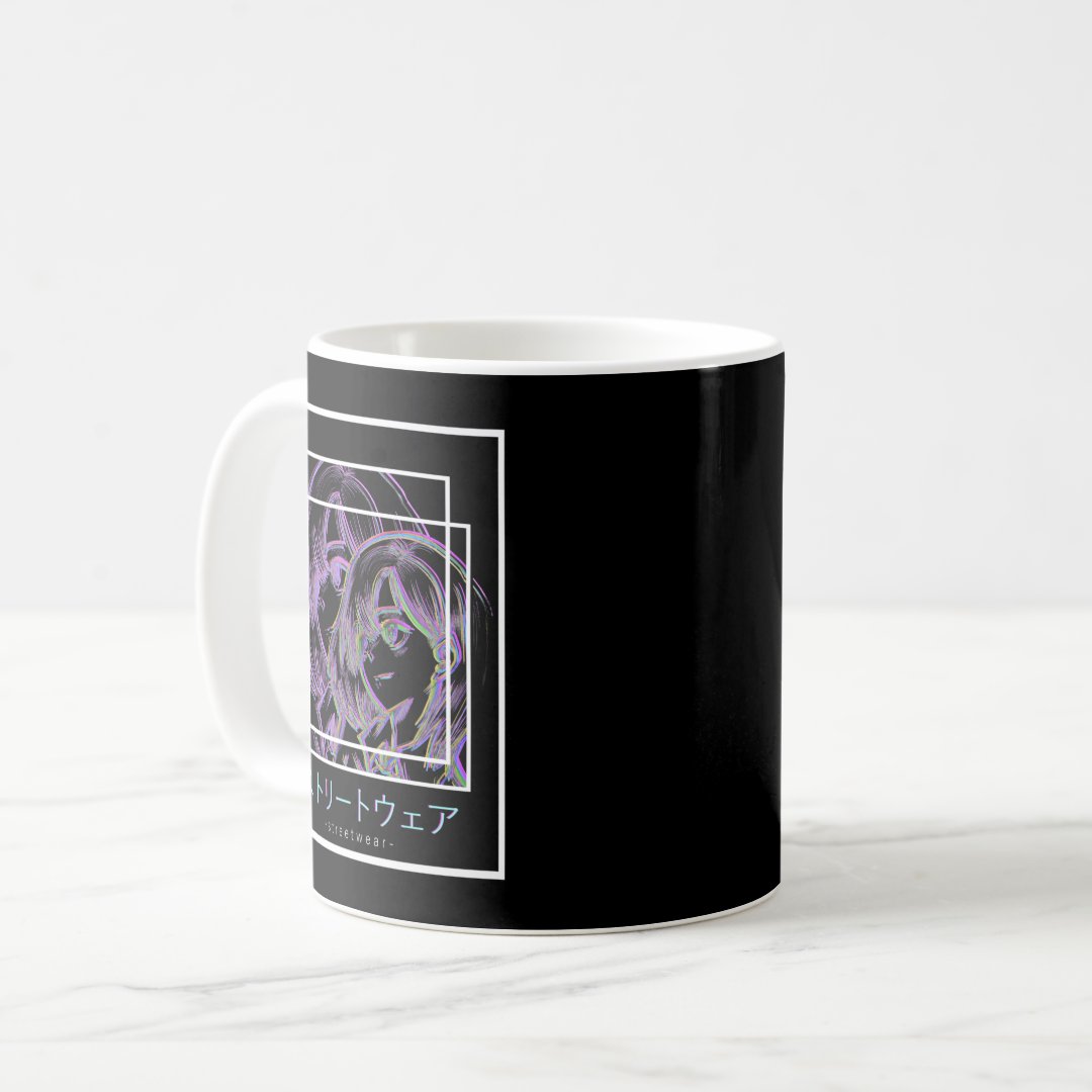 Waifu Anime Japanese Girl Manga Vaporwave Glitch G Coffee Mug Anime Kupa Bardak Modern Anime Baskılı Kupa