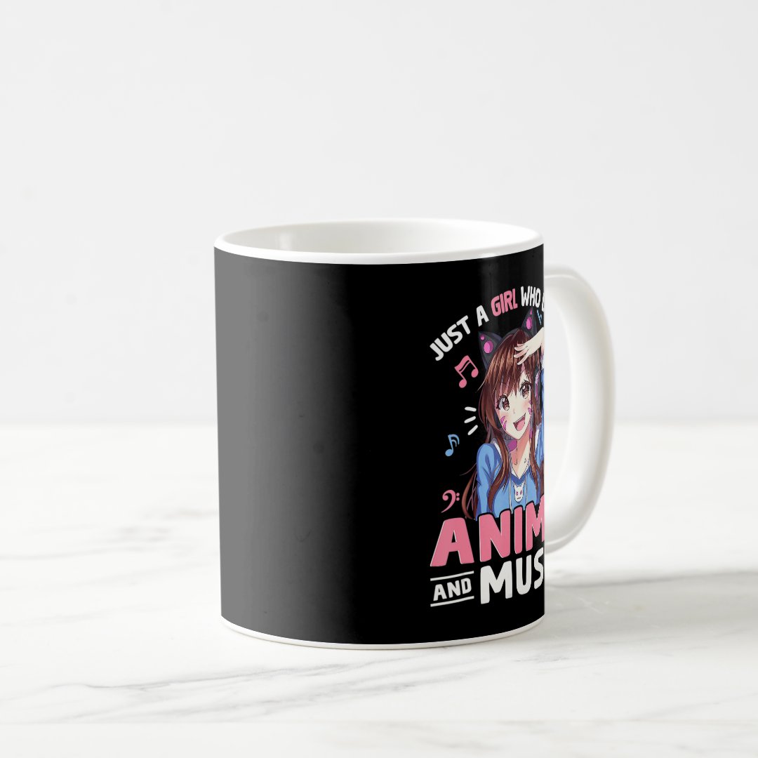 Women Just A Girl Who Loves Anime and Music Anime  Coffee Mug Anime Kupa Bardak Modern Anime Baskılı Kupa
