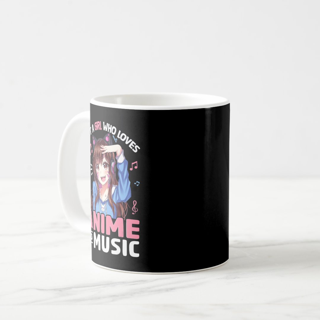 Women Just A Girl Who Loves Anime and Music Anime  Coffee Mug Anime Kupa Bardak Modern Anime Baskılı Kupa