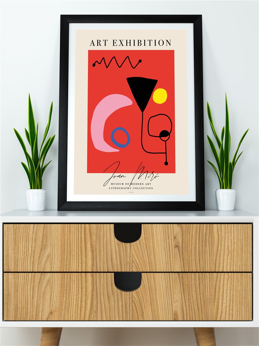 Art Exhibition Kırmızı Modern Poster Çerçevesiz Duvar Tablosu Sanatsal Poster