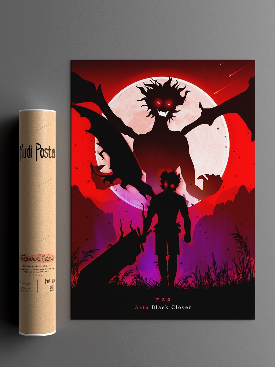 Asta Black Clover Anime Poster Çerçevesiz Yüksek Kalite Anime Duvar Poster