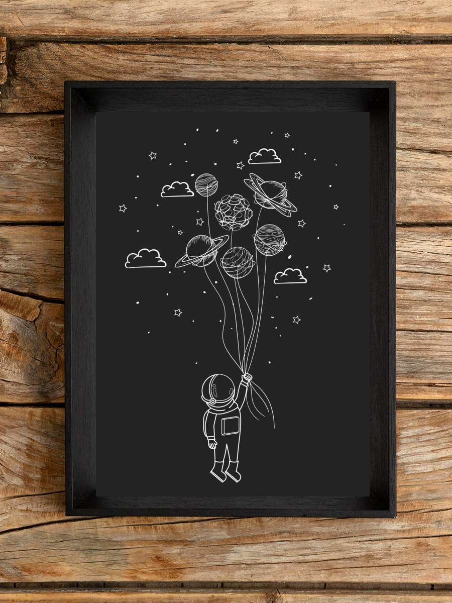 Astronaut with planets Anime Poster Çerçevesiz Yüksek Kalite Anime Duvar Poster