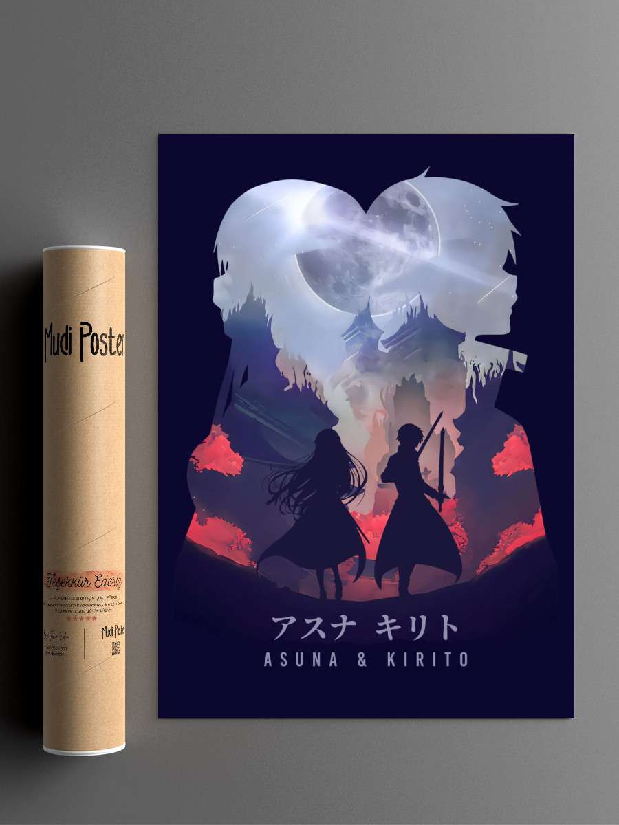 Asuna Kirito SAO Anime Anime Poster Çerçevesiz Yüksek Kalite Anime Duvar Poster