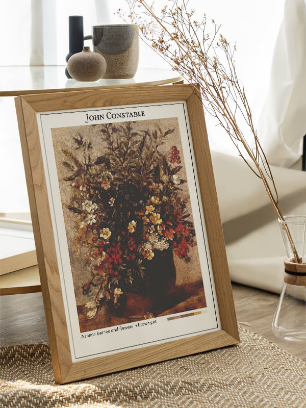 John Constable Autumn berries and flowers in brown pot Poster