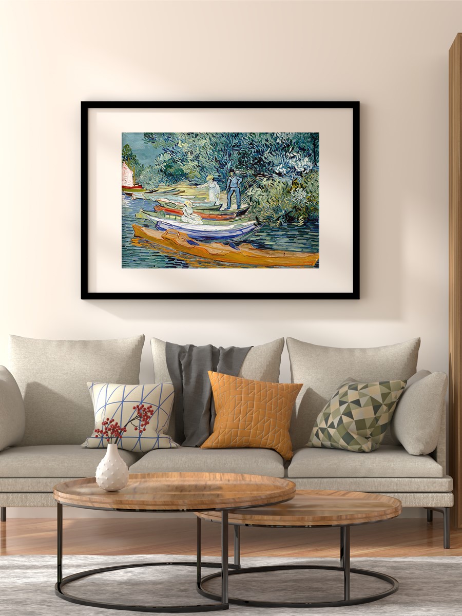 Bank of the Oise at Auvers Tablo Sanatsal Ünlü Ressam Poster Çerçevesiz Yüksek Kalite Poster