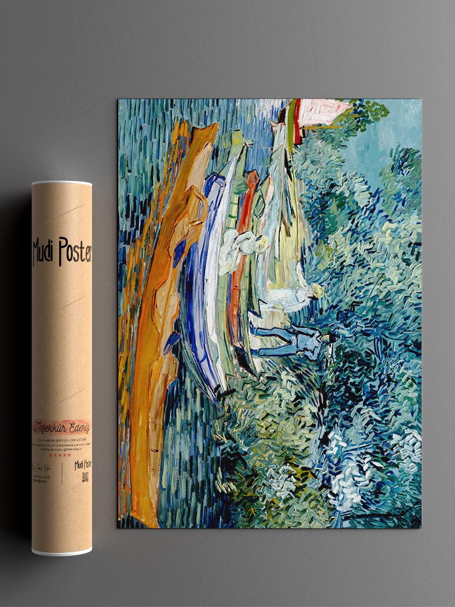 Bank of the Oise at Auvers Tablo Sanatsal Ünlü Ressam Poster Çerçevesiz Yüksek Kalite Poster