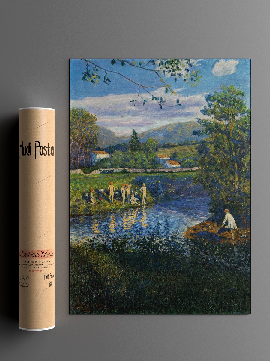 Bathing in Renteria Tablo Sanatsal Ünlü Ressam Poster Çerçevesiz Yüksek Kalite Poster