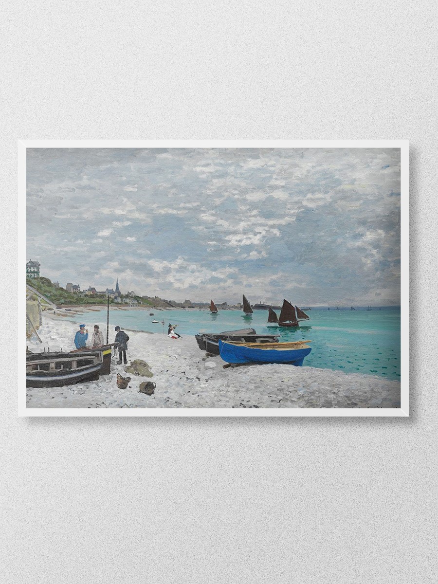 Beach at Sainte Adresse Tablo Sanatsal Ünlü Ressam Poster Çerçevesiz Yüksek Kalite Poster