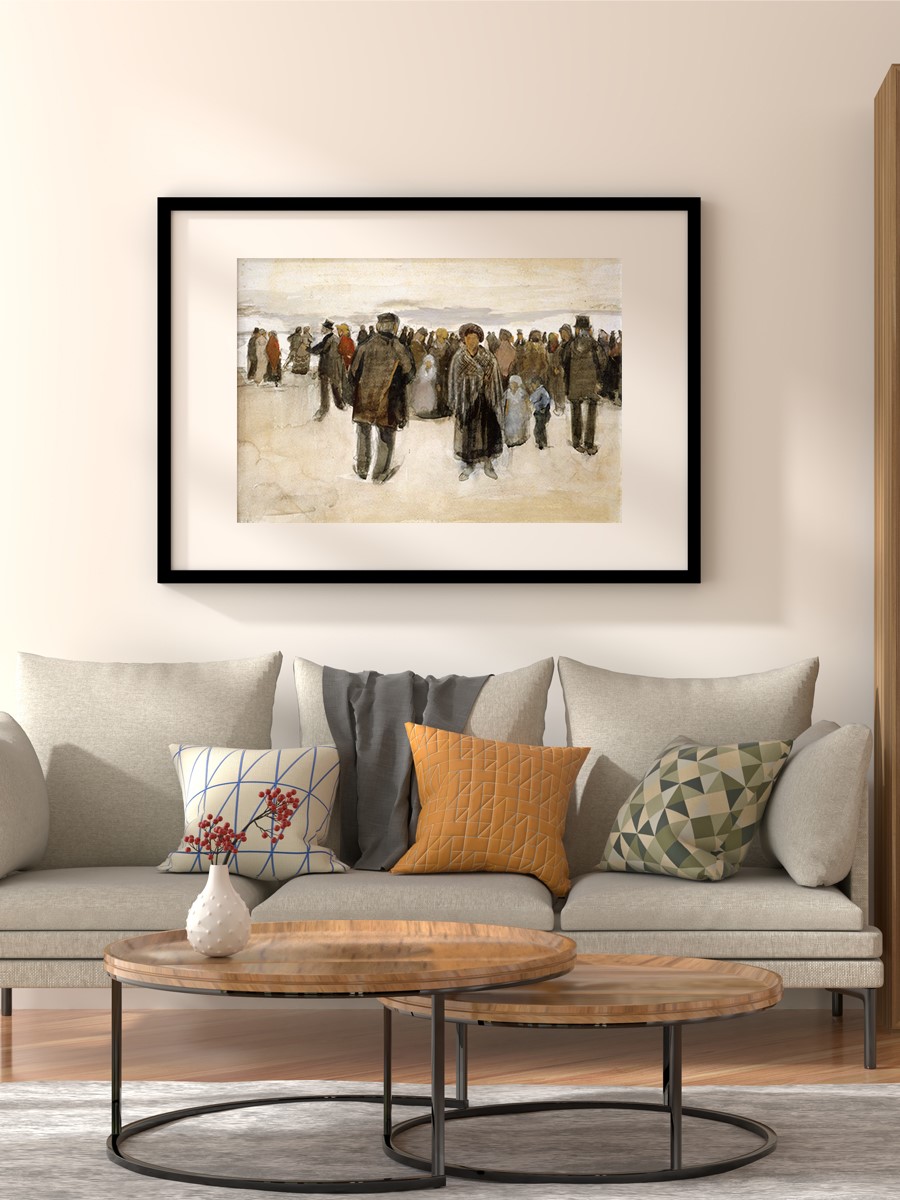 Beach at Scheveningen Tablo Sanatsal Ünlü Ressam Poster Çerçevesiz Yüksek Kalite Poster