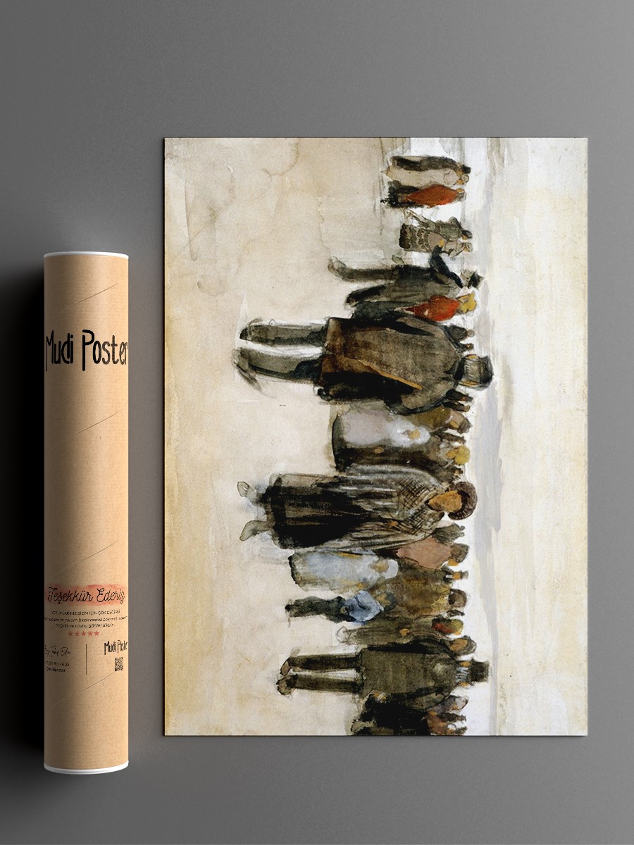 Beach at Scheveningen Tablo Sanatsal Ünlü Ressam Poster Çerçevesiz Yüksek Kalite Poster