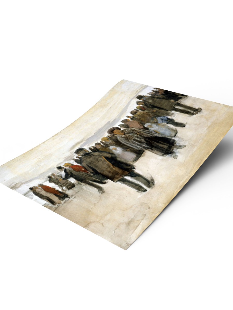 Beach at Scheveningen Tablo Sanatsal Ünlü Ressam Poster Çerçevesiz Yüksek Kalite Poster