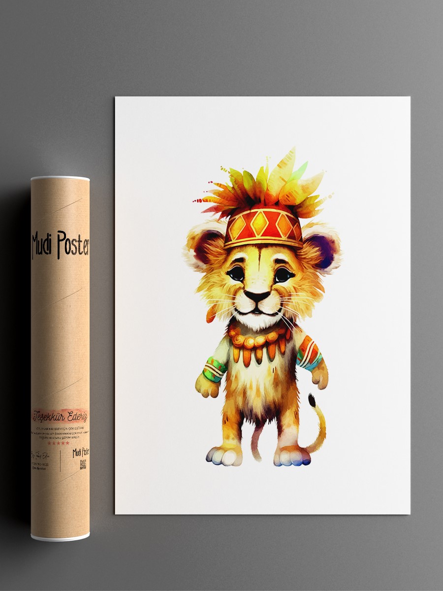 Bebek Aslan Çocuk Odası Duvar Poster, Bebek Odası, Dekoratif Poster Çerçevesiz