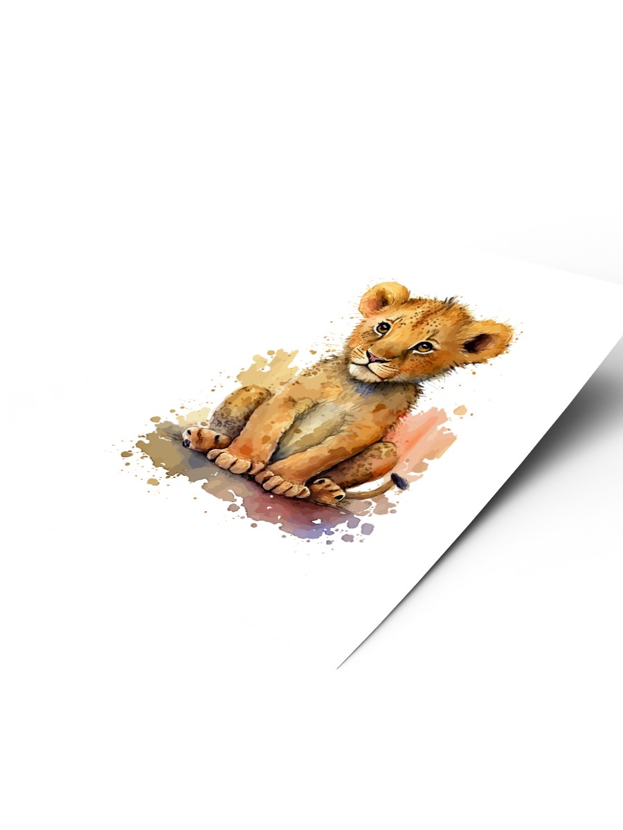 Bebek Aslan Çocuk Odası Duvar Poster, Bebek Odası, Dekoratif Poster Çerçevesiz